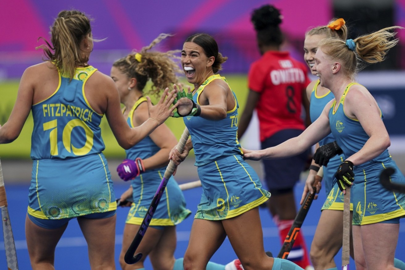 Shanea Tonkin scored the Hockeyroos' second goal in their 2-0 win over Scotland on Wednesday. 