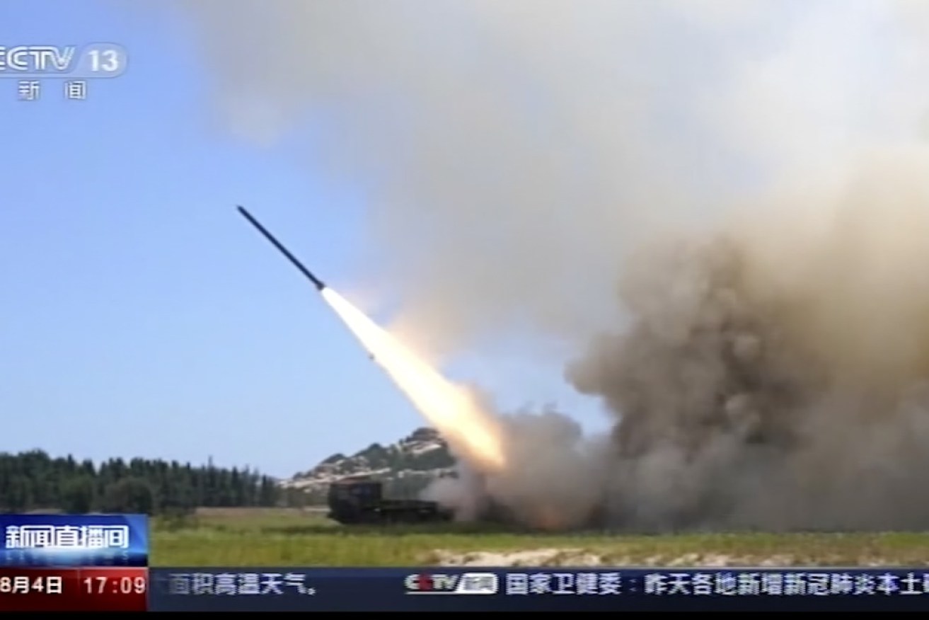 China's CCTV shows a projectile launched from an unspecified location in China.