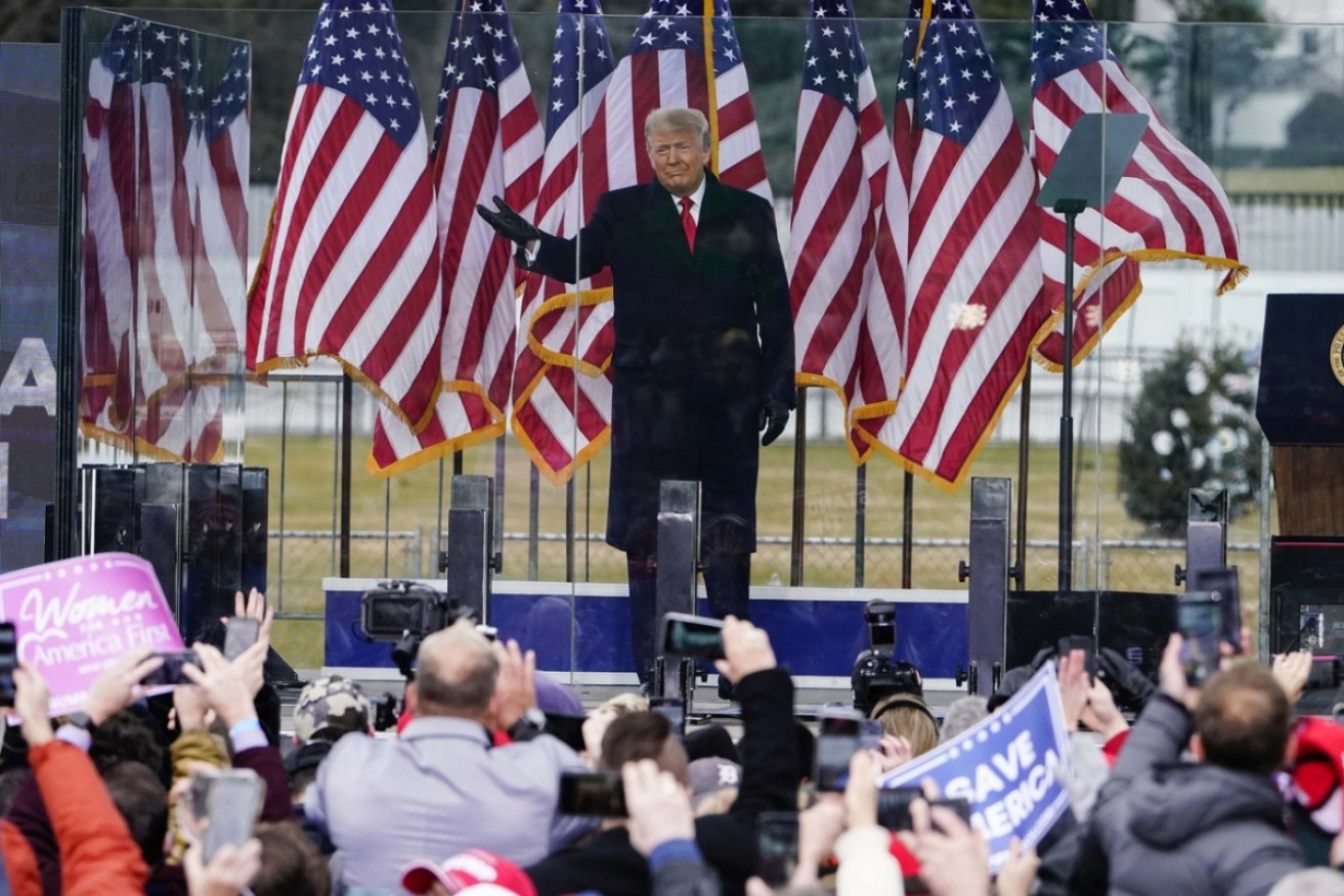 Donald Trump whips his MAGA posse into a frenzy before January 6's attempt to overthrow US democracy. <i>Photo: AAP</i>
