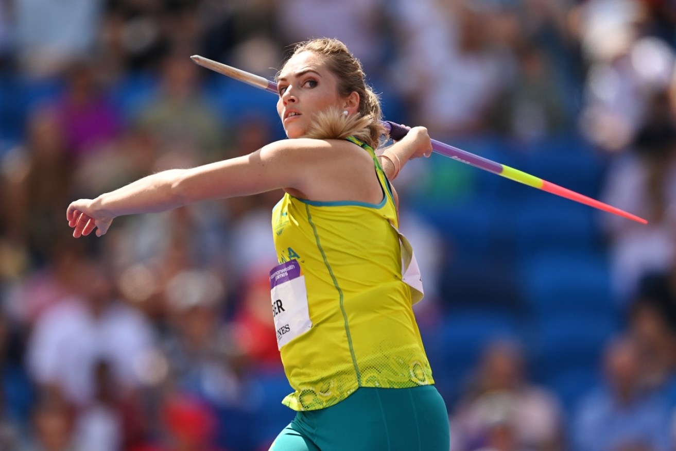 Kelsey-Lee Barber pipped teammate MacKenzie Little for gold in the women’s javelin on Sunday. 