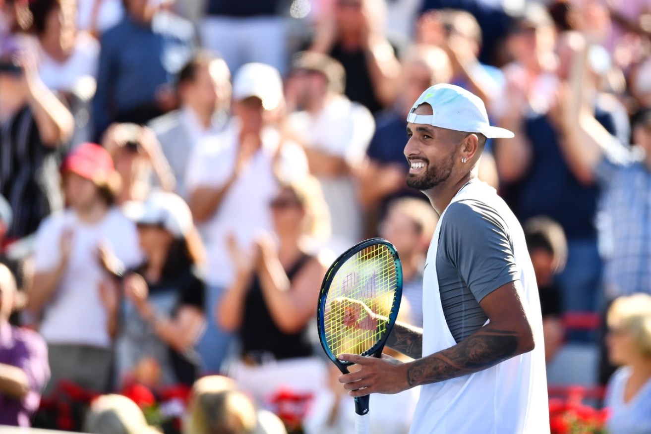 Nick Kyrgios continued his brilliant run of form with a comeback victory over Daniil Medvedev.