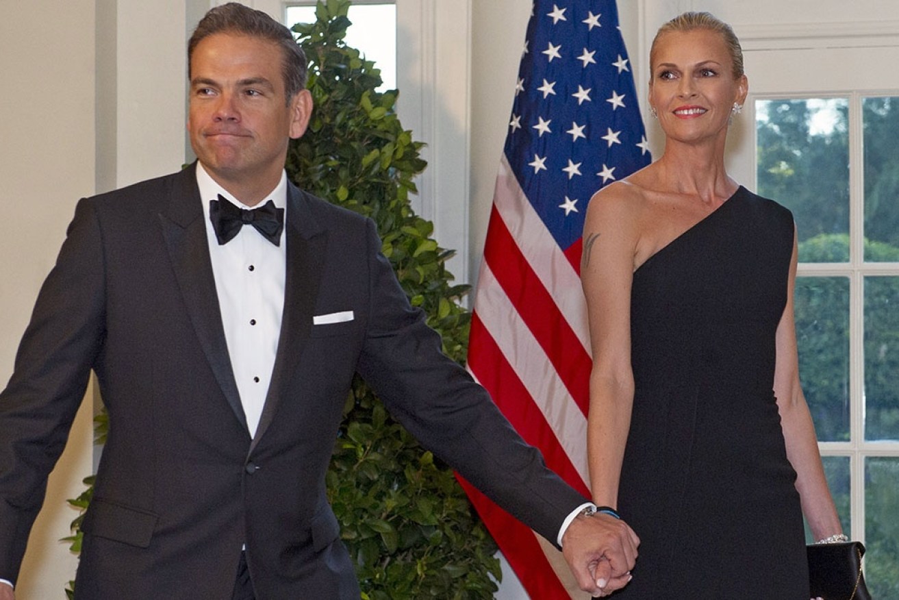 Lachlan Murdoch, with wife Sarah in 2019, is suing <i>Crikey</i> news for defamation in Australia’s Federal Court.