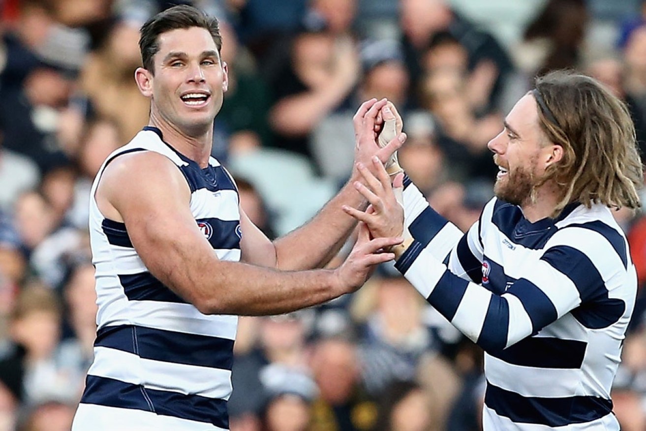 Tom Hawkins has been named captain of the Geelong-dominated All-Australian team. 