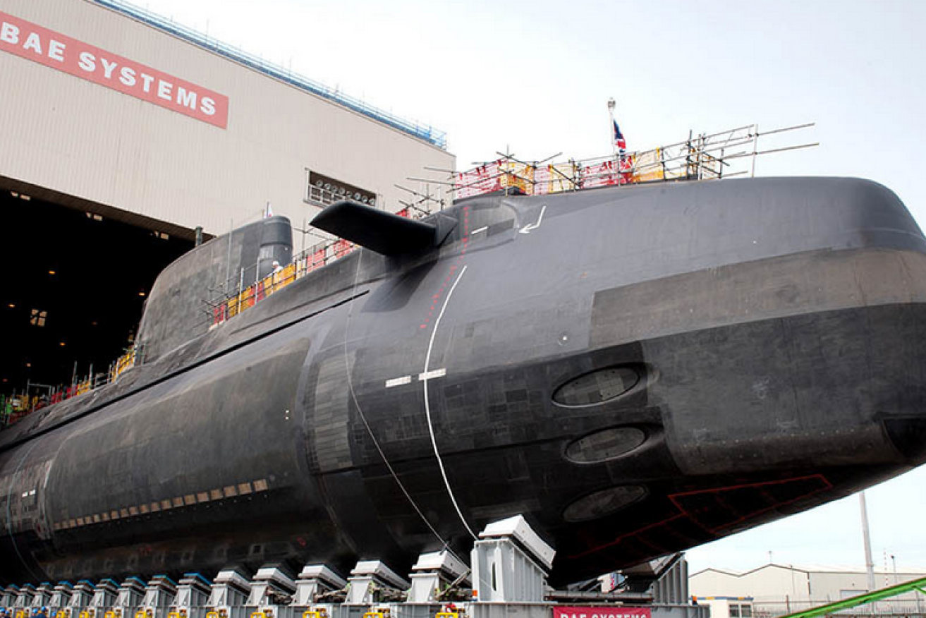 An Astute Class nuclear submarine at the Barrow-in-Furness shipyard in the UK.