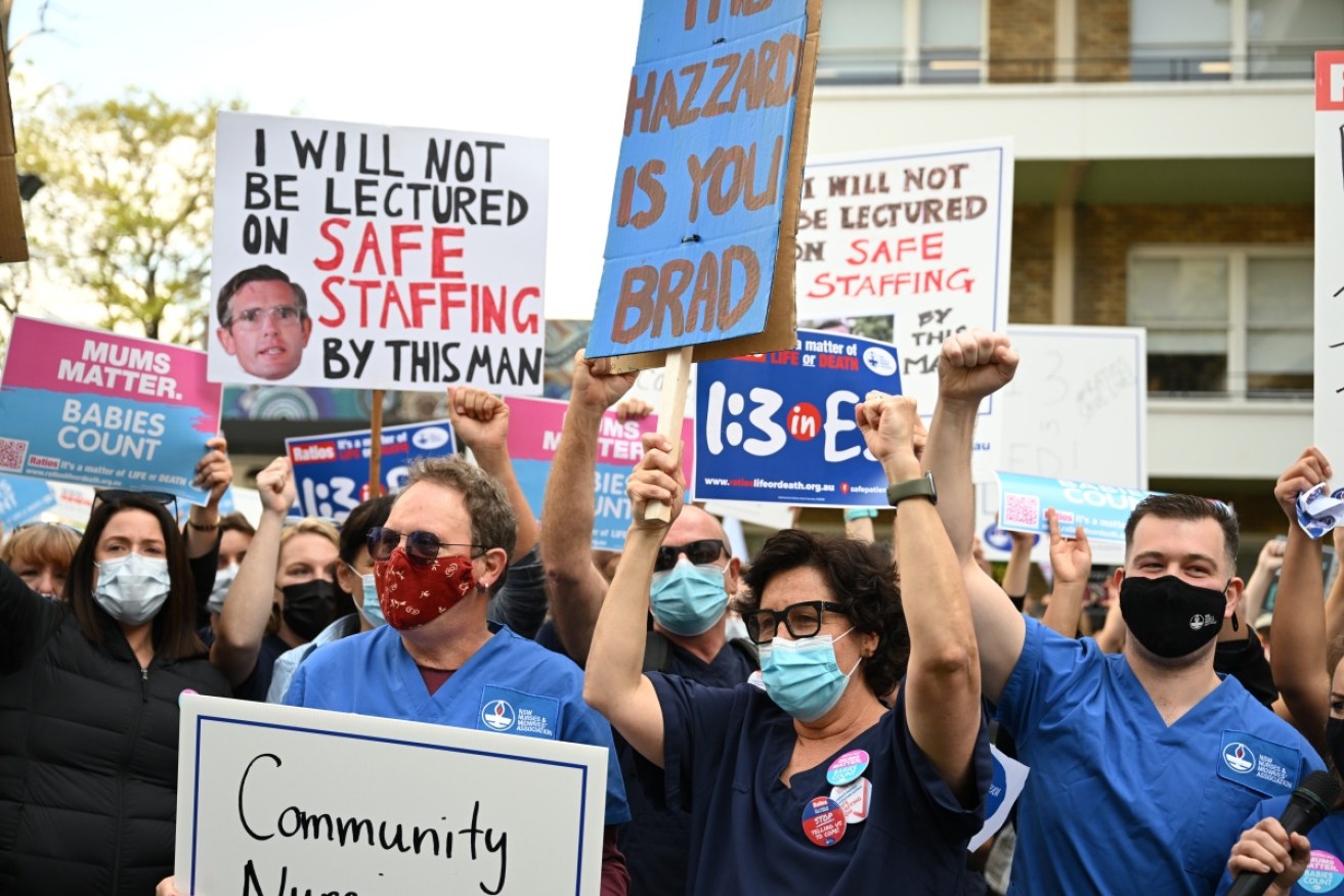 Nursing staff in NSW will strike over a gender pay gap and a bid for a 15 per cent pay rise.