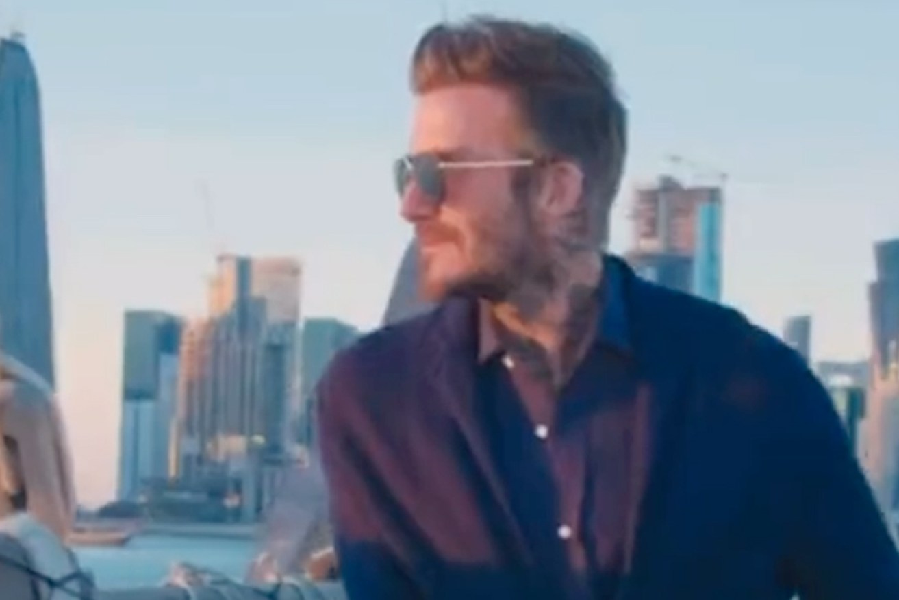 Beckham in a still from his controversial promotion for World Cup host Qatar.