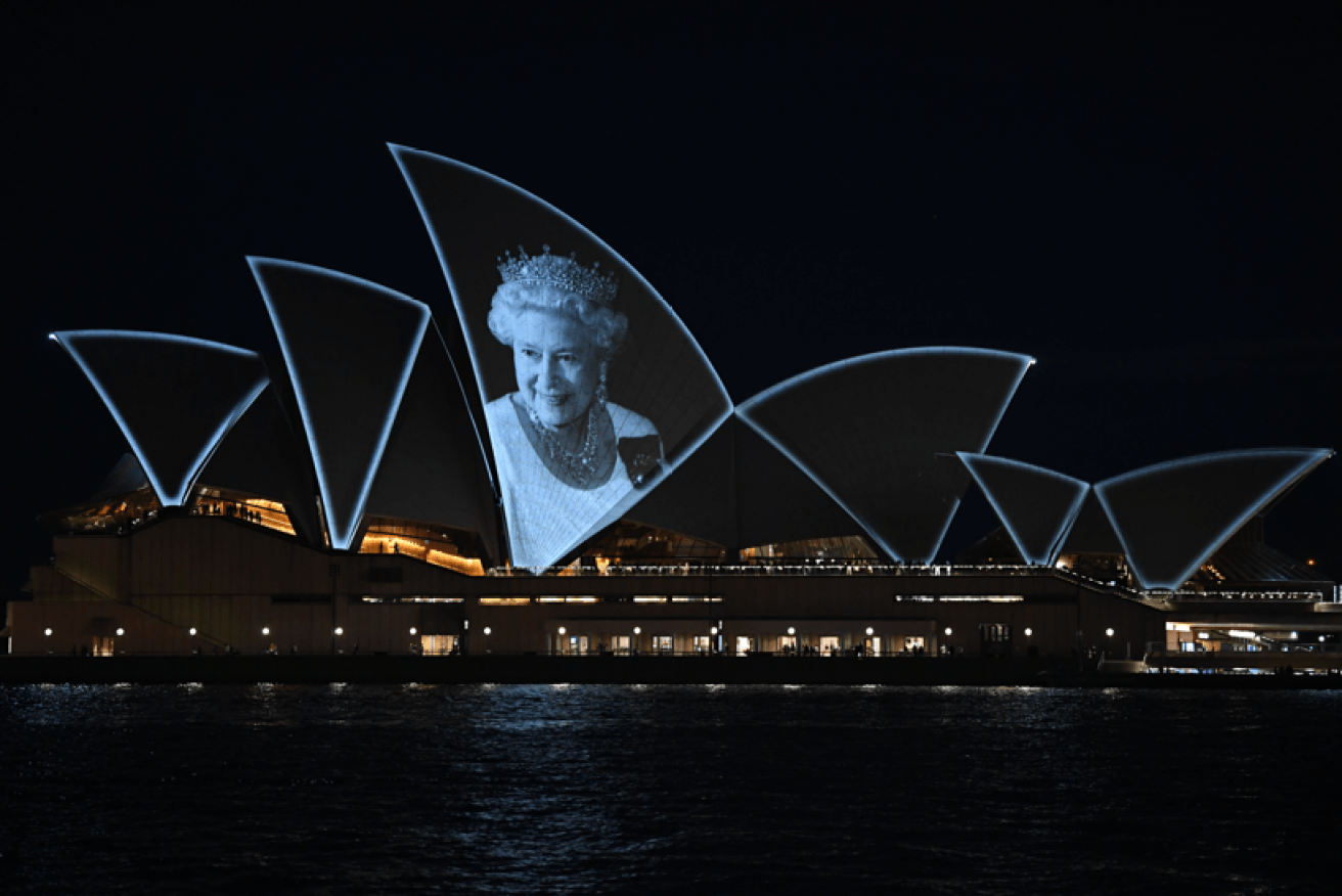 The Opera House shines in the night with a tribute to Queen Elizabeth. <i>Photo: Getty</i>