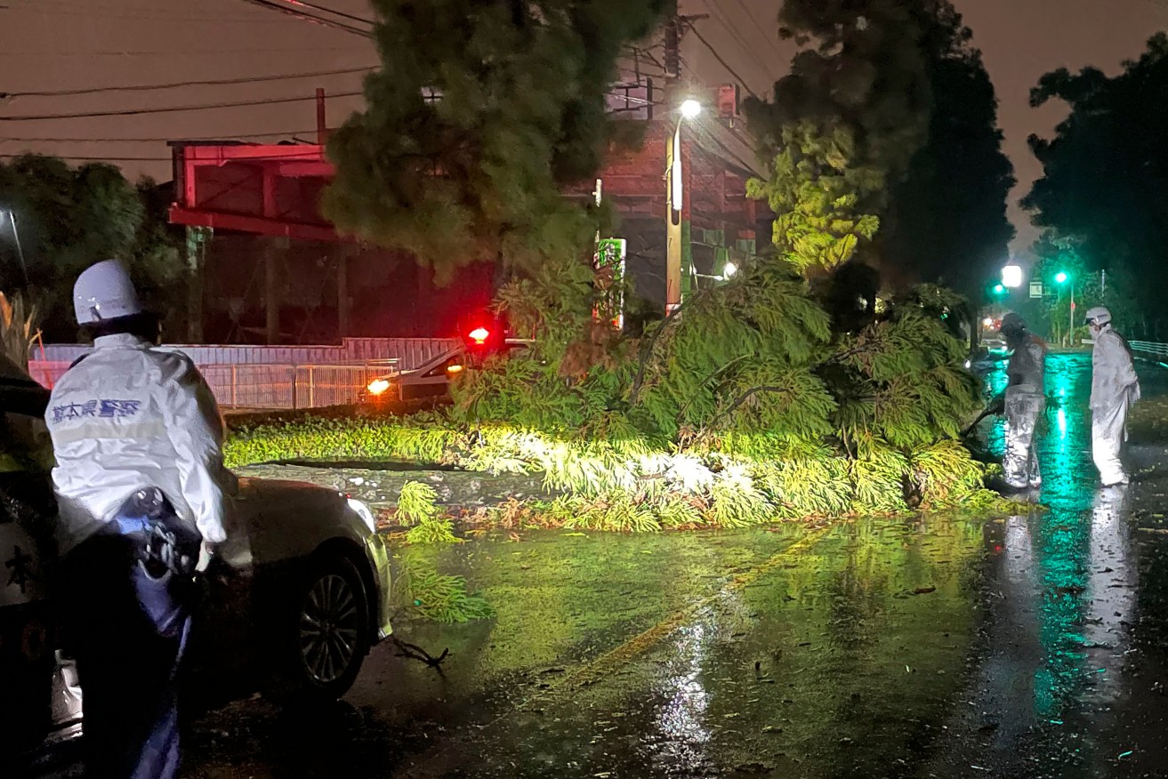 Typhoon Nanmadol has hit southwestern Japan, killing at least one person.