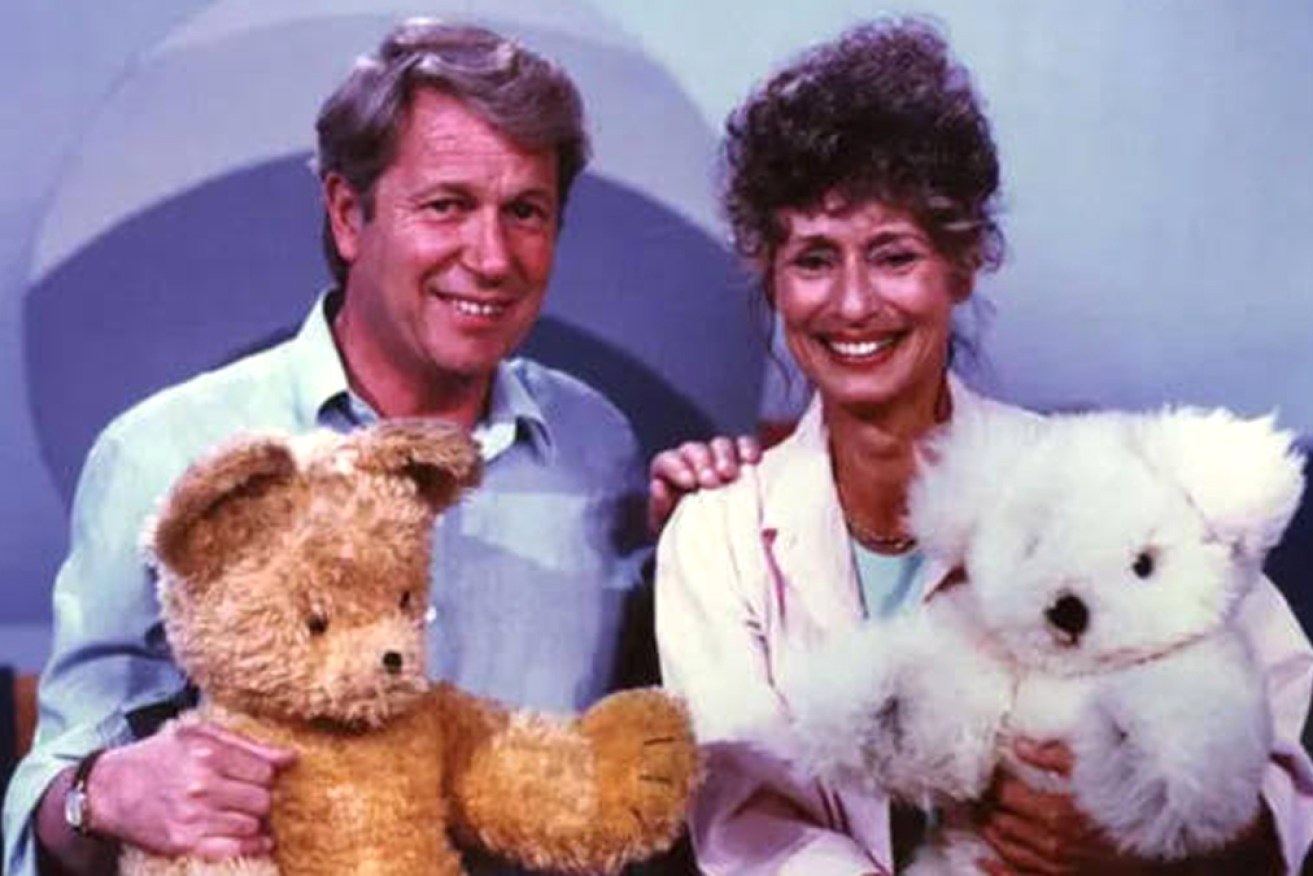 Hamblin with co-host Benita Collings and two of <i>Play School</i>'s other stars.