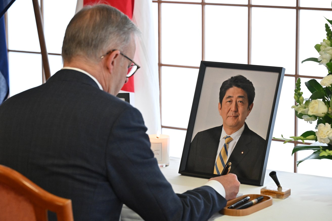 Anthony Albanese has signed a condolence book for Japan's former PM Shinzo Abe at Japan's embassy.