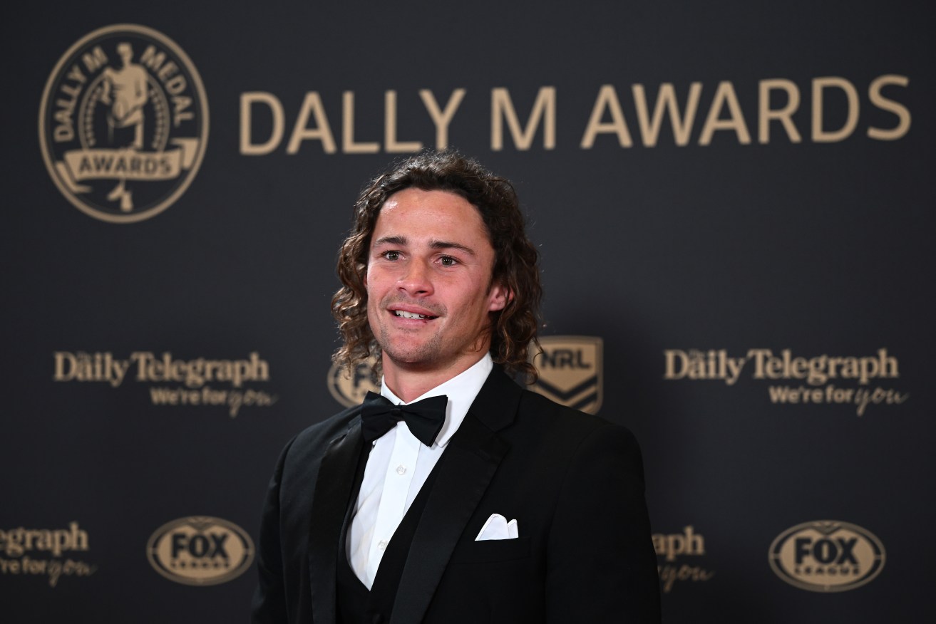 Cronulla playmaker Nicho Hynes has been crowned the 2022 Dally M player of the year. 