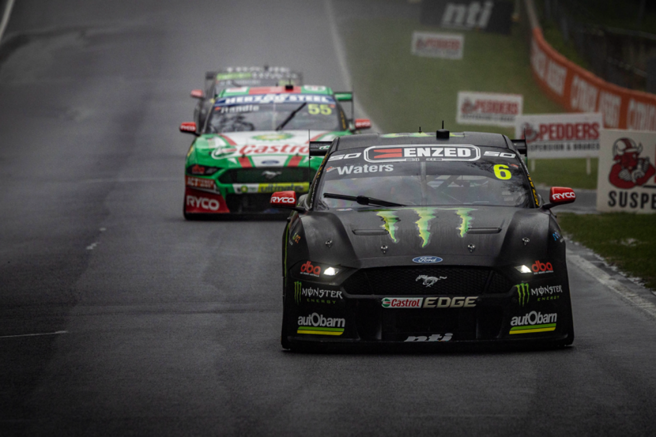 Cam Waters' co-driver David Moffatt led off the Bathurst 1000 from pole position. Photo: AAP