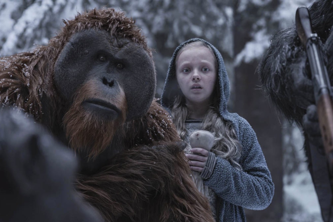 Karin Konoval and Amiah Miller in <i>War for the Planet of the Apes</i>.