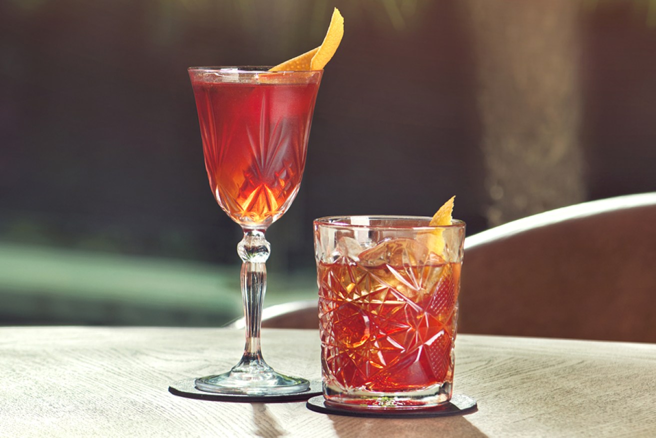 Make no mistake – a negroni sbagliato on the left, with its cousin the negroni on the right.
