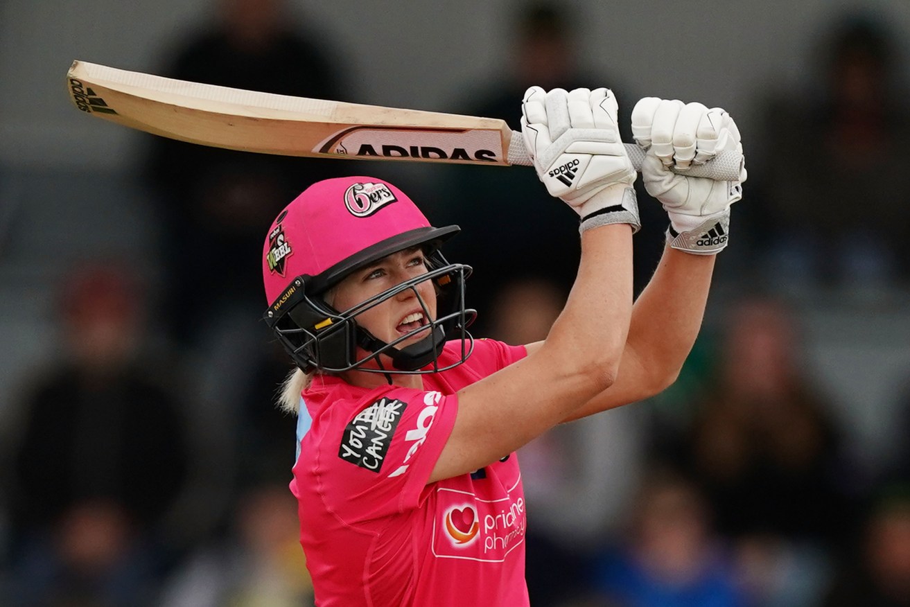 Ellyse Perry scored 55 and took two wickets in Sydney Sixers' WBBL win over Brisbane Heat.