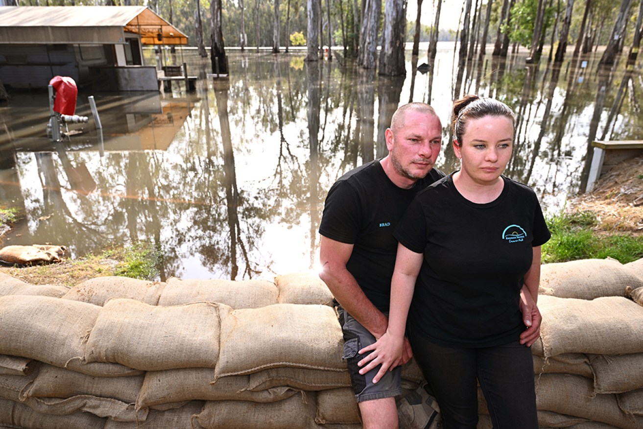 Brad and Jenni Panos fear their whole caravan park on the NSW-Victoria border could go under.