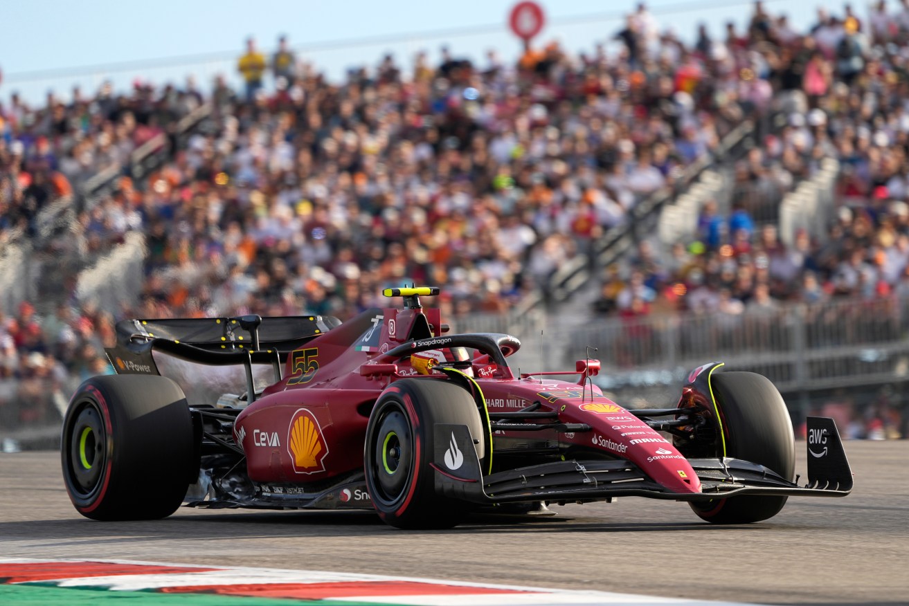 Carlos Sainz secured pole position for the US F1 Grand Prix in his Ferrari.