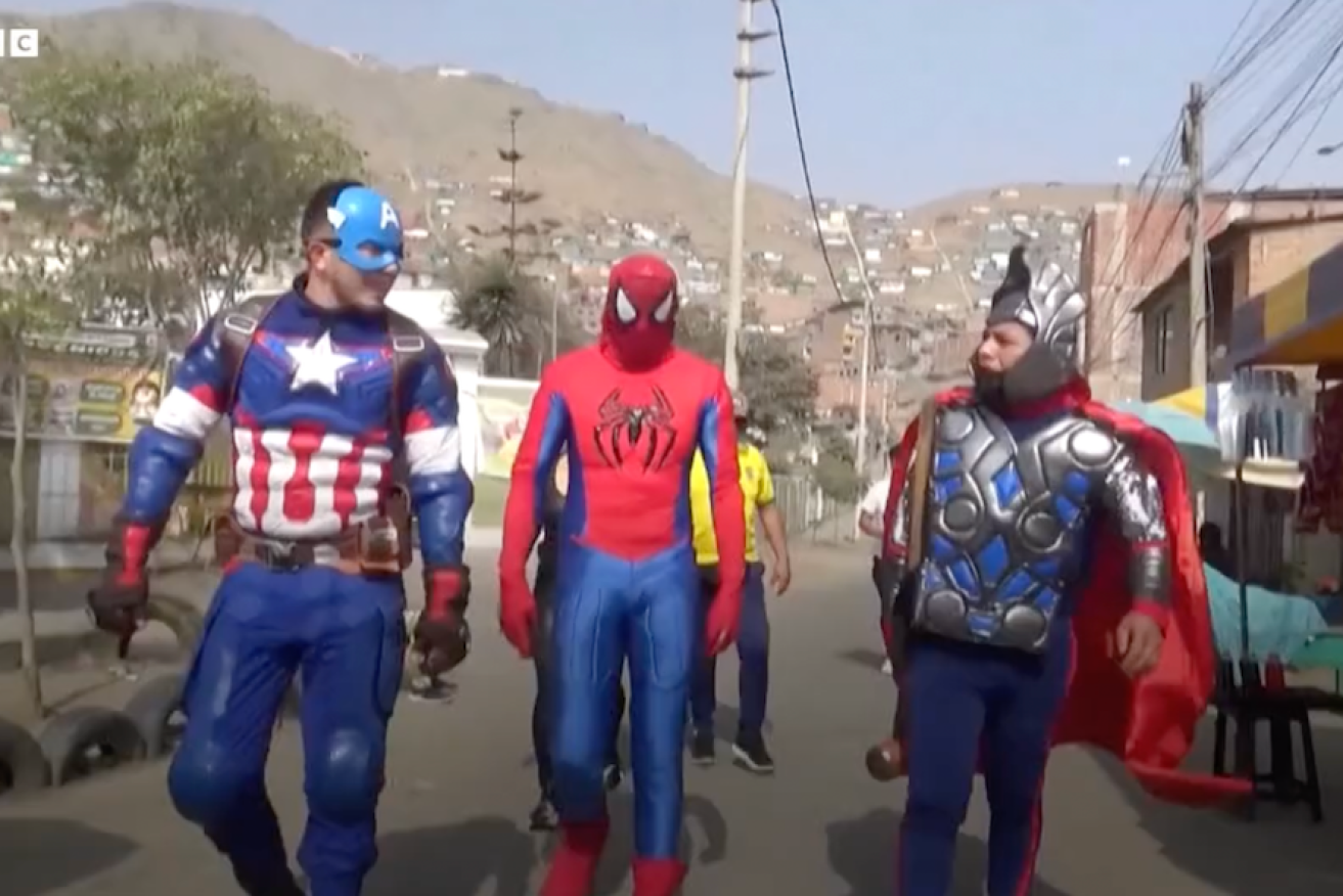 Police officers in Peru dressed up as Marvel superheroes to carry out a drug bust. Photo: BBC