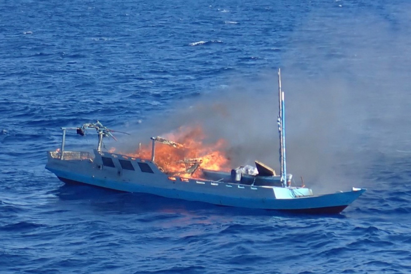 Countries like Indonesia, Malaysia and Australia try to deter illegal fishing by making a spectacle of their enforcement, lining confiscated boats with explosives and setting them aflame.
