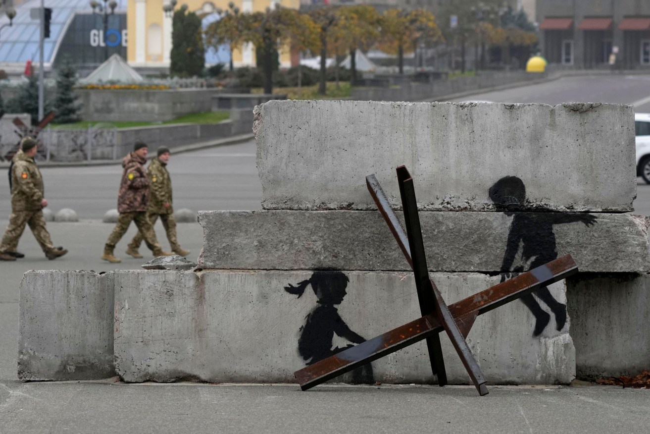 Murals believed to be by Banksy have appeared in the Ukrainian town of Borodyanka, near Kyiv.