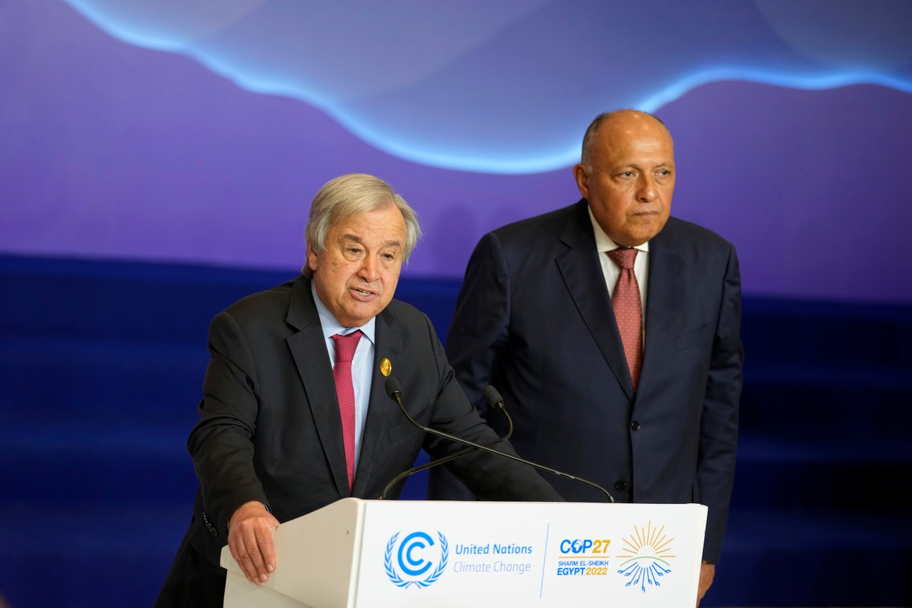 United Nations Secretary-General Antonio Guterres speaks at COP27 summit