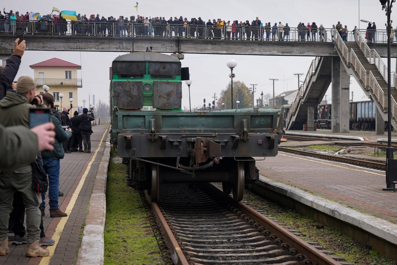 For the first time in eight months, a train from Kyiv has pulled into Kherson after Ukrainian forces retook the southern city from Russian occupiers.