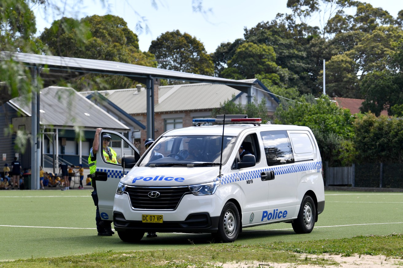 NSW Police at the school on Monday afternoon, after the explosion.