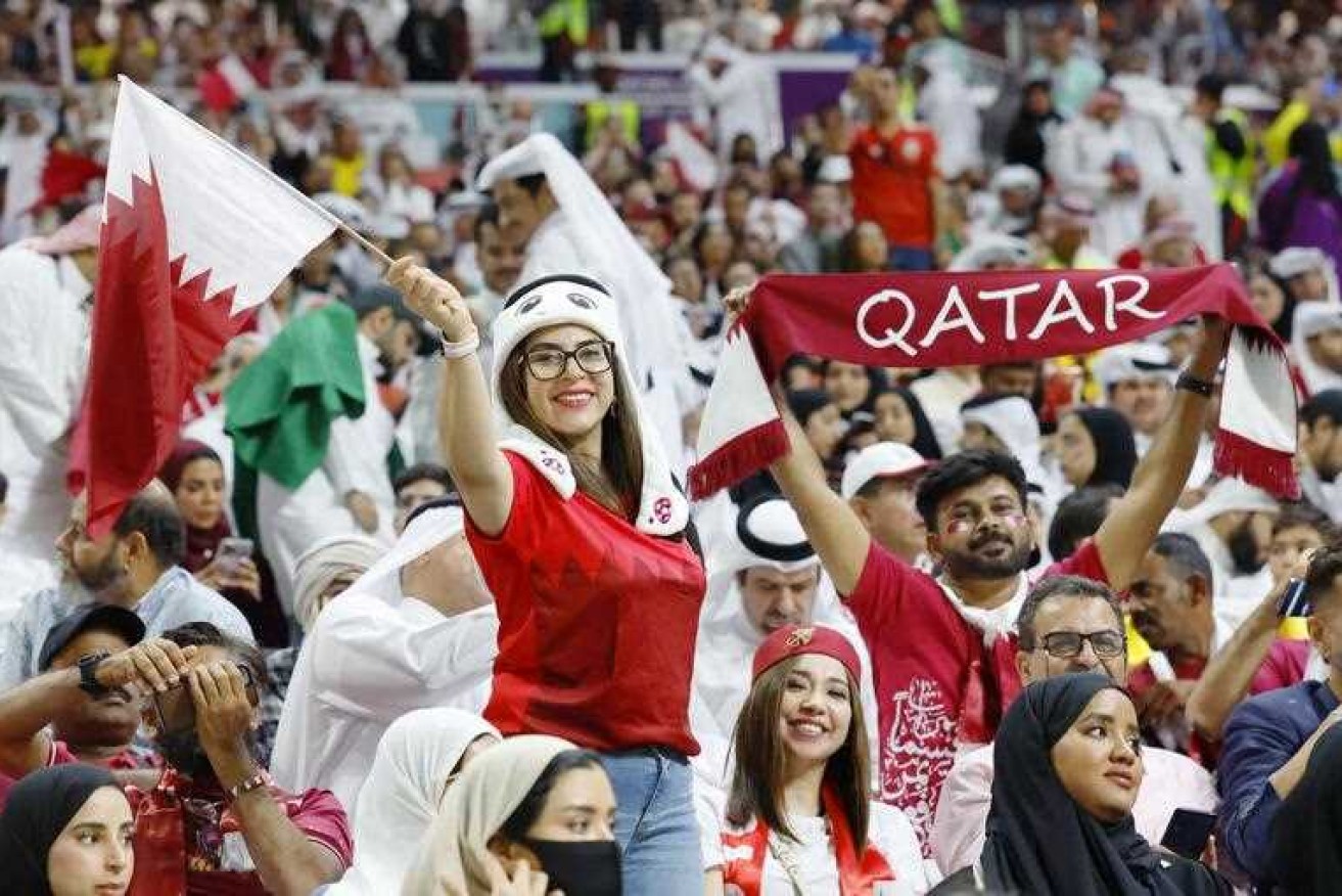Stands were full for the start of the Qatar-Ecuador World Cup match, but less so in the second half.