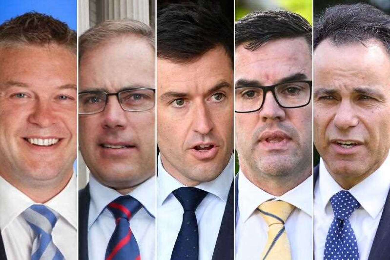 Ryan Smith [far left] has pulled out of the race to become the next Liberal leader in Victoria.