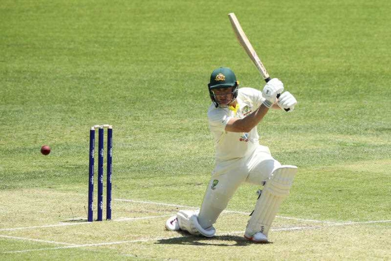 Australia's Marnus Labuschagne was 154 not out after day one of the first Test against the West Indies in Perth.