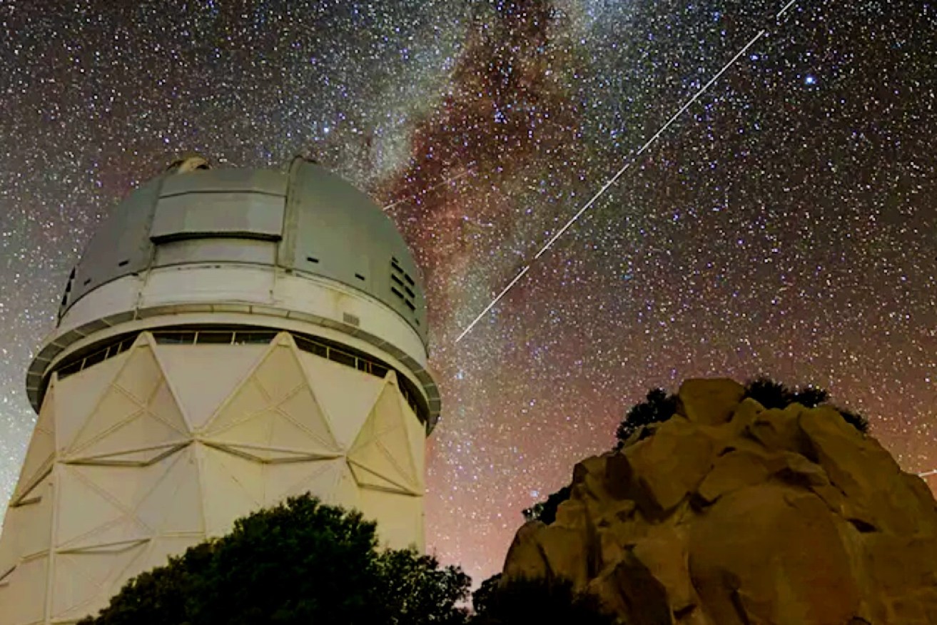 Trail from BlueWalker 3 above Kitt Peak telescope in Arizona.