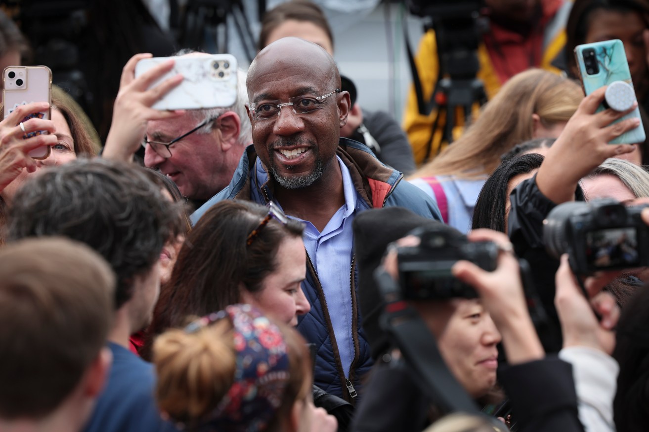 Democrat Senate candidate Raphael Warnock on election day.