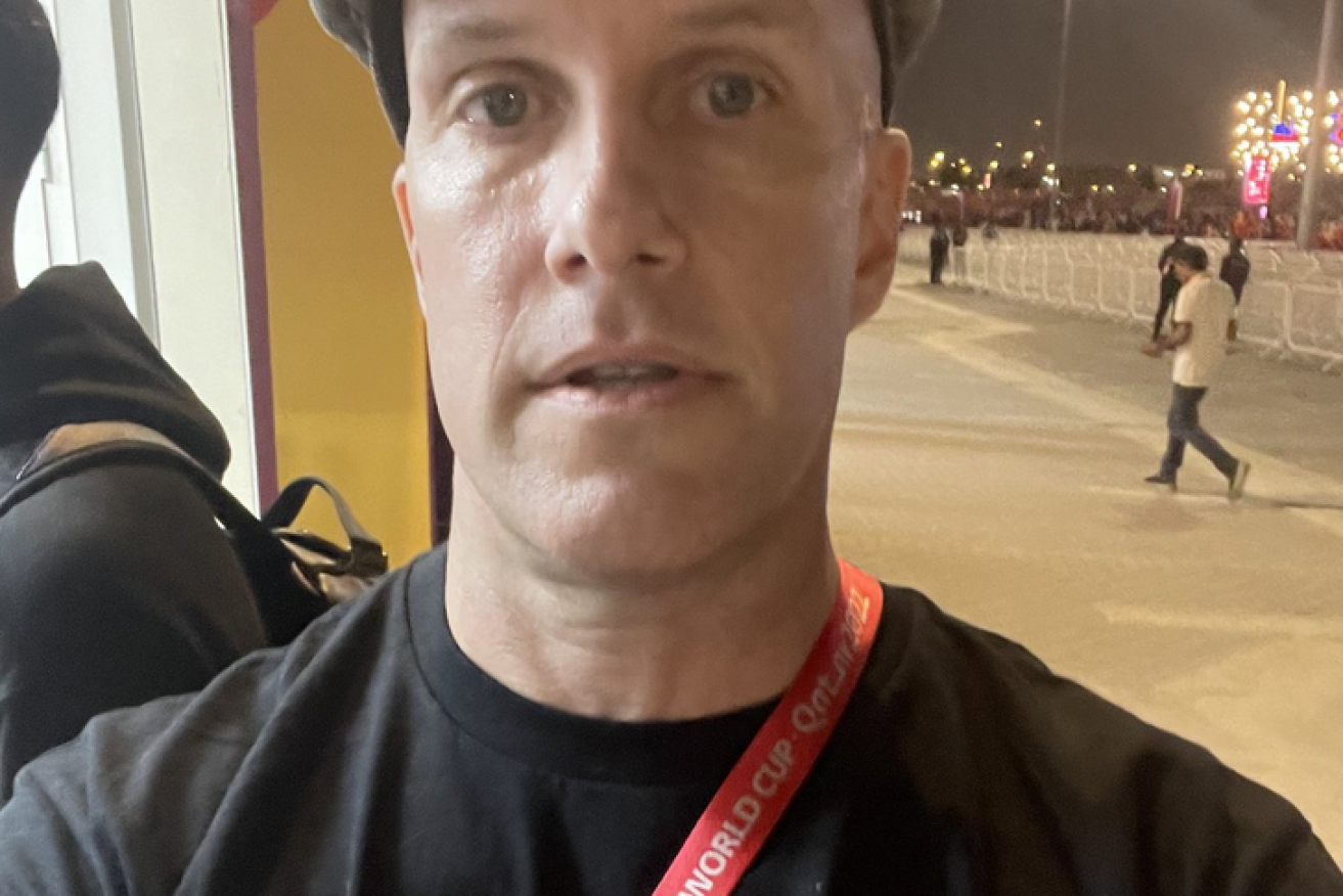 Tragic sports scribe Grant Wahl in the rainbow T-shirt that saw him denied entry to the World Cup. <i>Photo: Twitter</i>