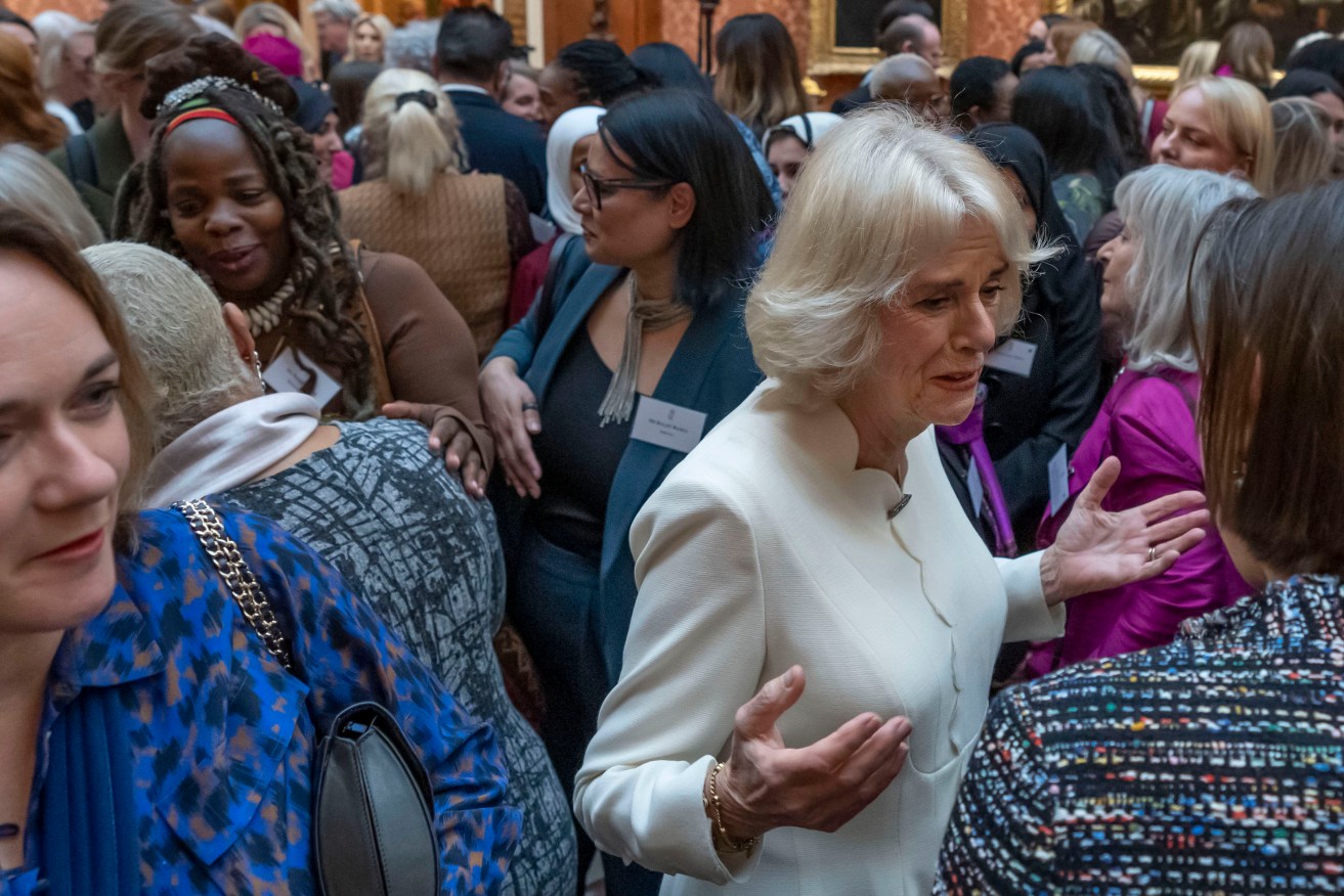 Charity leader Ngozi Fulani, centre left, attends a reception held by Britain's Camilla, the Queen Consort.