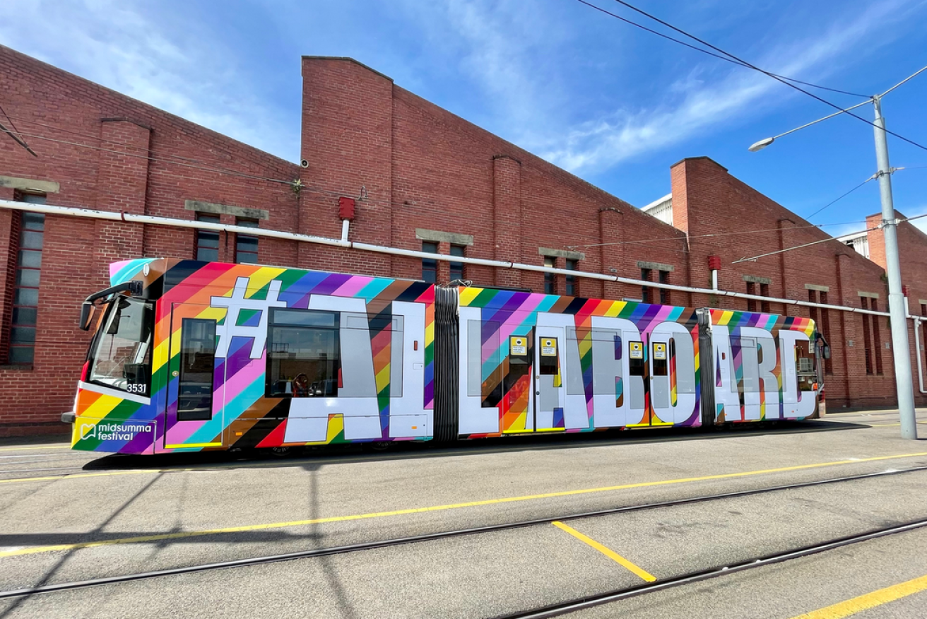 Revellers will ride for free on the newly unveiled Gay Pride tram and all the straight ones too. <i>Photo: Yarra Trams</i>