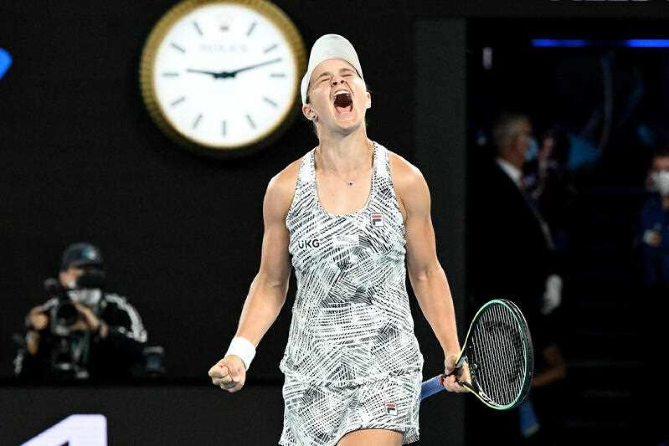Australian tennis champion Ash Barty, pictured after claiming her Australian Open title, has won a record fifth Newcombe Medal.