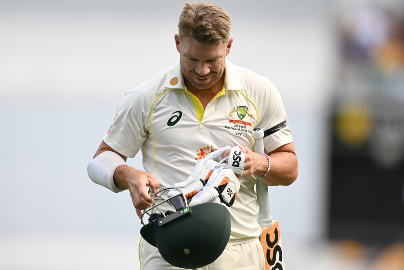 In what has become a familiar sight, David Warner heads for the pavilion after selling his wicket cheaply. <i>Photo: AAP</i>