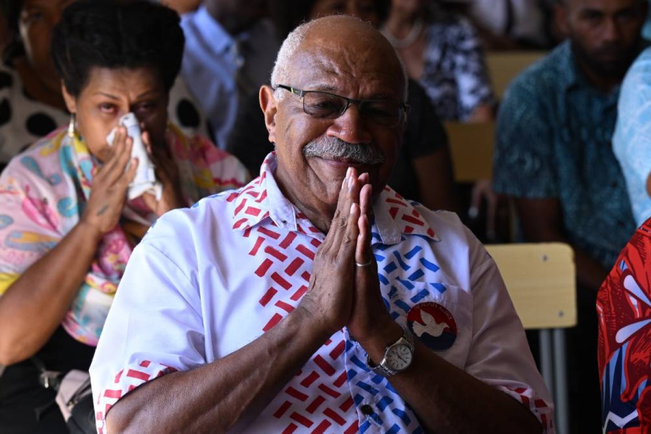 People's Alliance Party leader Sitiveni Rabuka at a church service at the Fijian Teachers Association Hall in Suva, Fij, Sunday, December 18, 2022