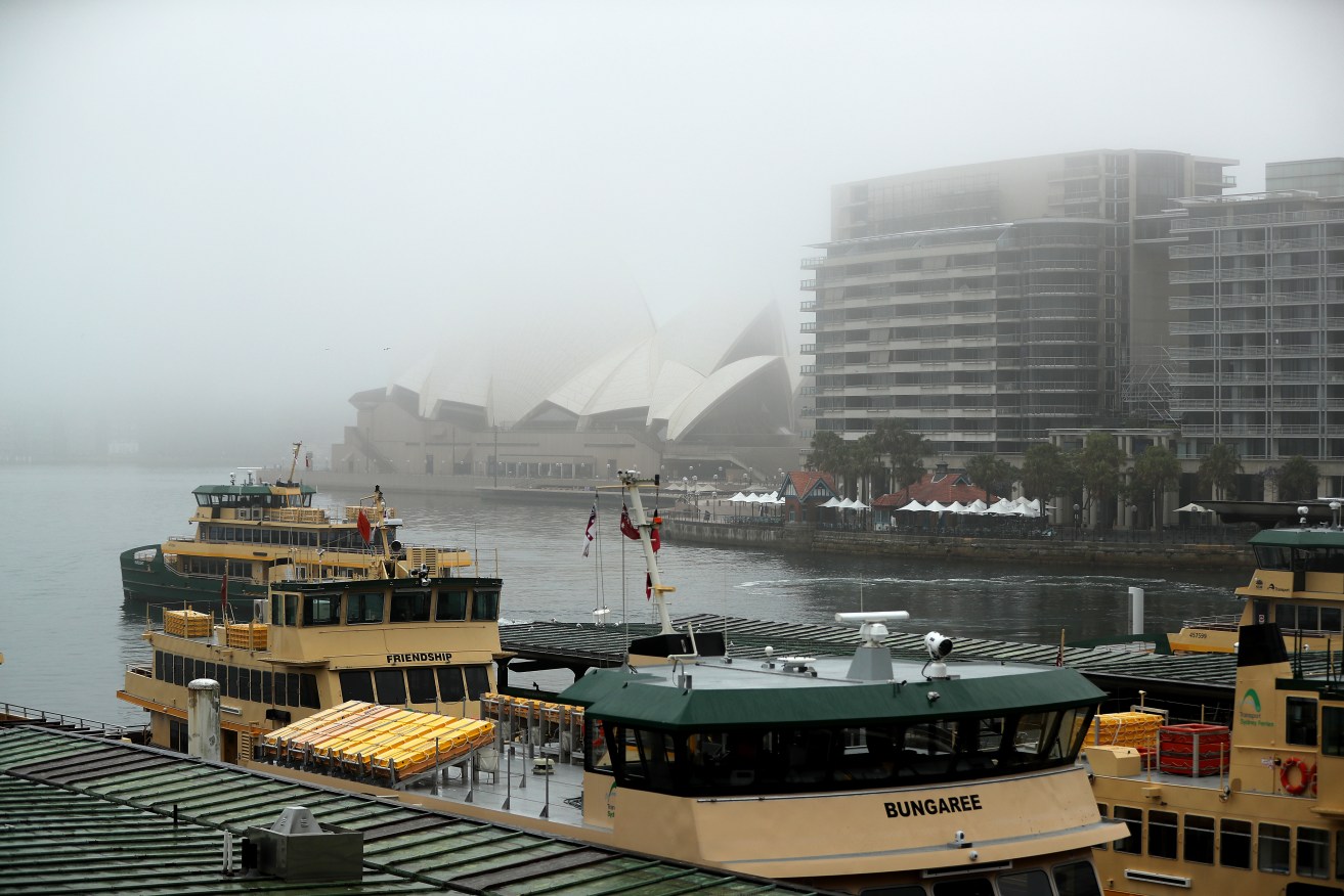 The Bureau of Meteorology predicts thick fog blanketing Sydney will clear later on Monday morning.