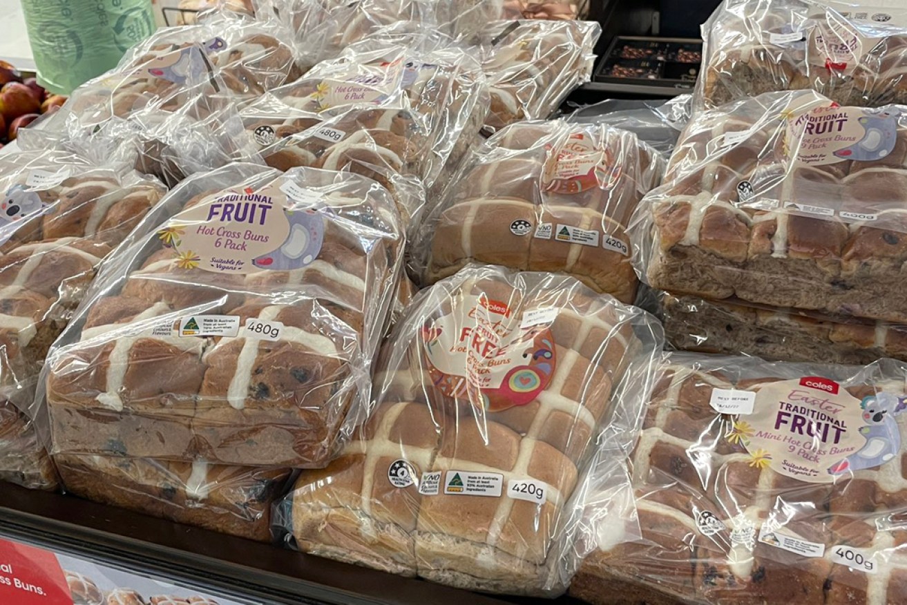 It's out with Christmas, in with hot cross buns at Coles supermarkets across the country.