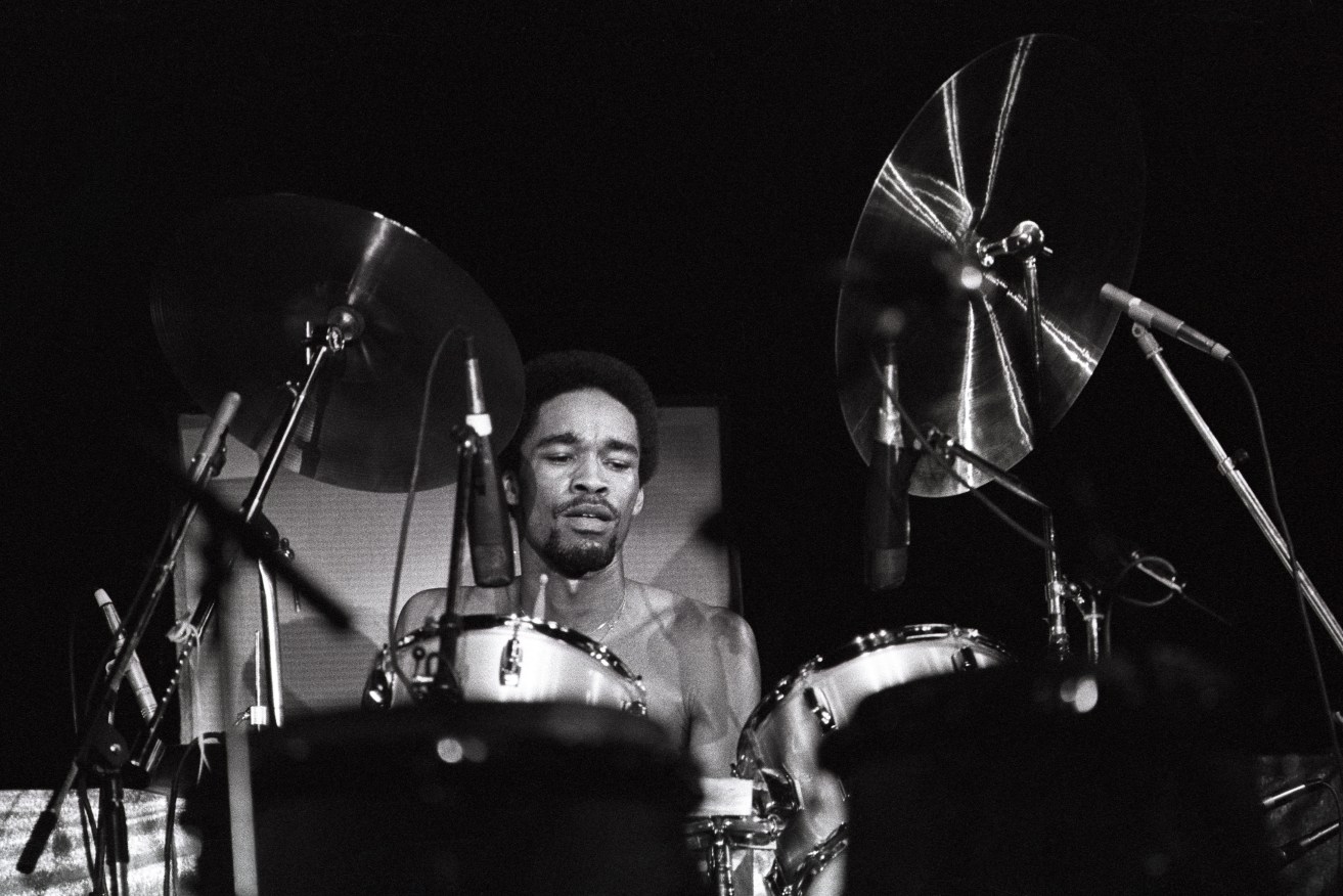 Drummer Fred White performs in 1979.