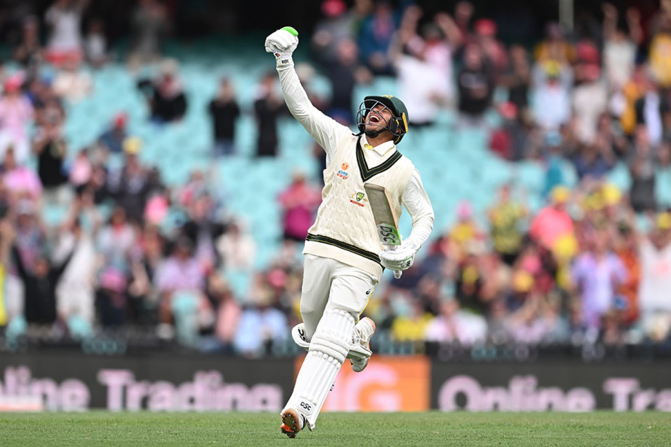 Usman Khawaja was sitting on 195 and eager for a double ton when rain again stalled play. <i>Photo: AAP</i>
