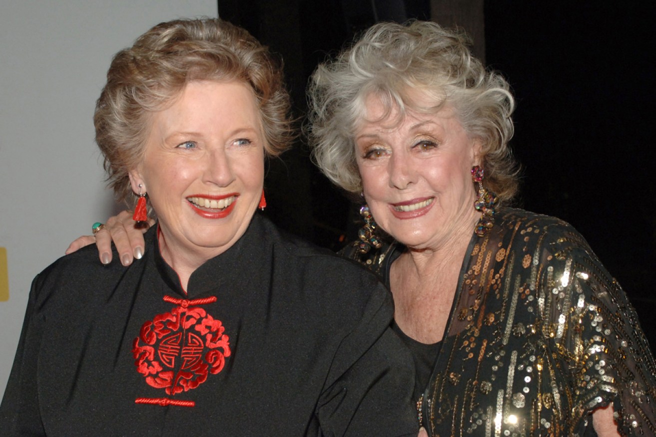 Joan Sydney (left) with another Australian TV legend, Lorrae Desmond, in 2006.