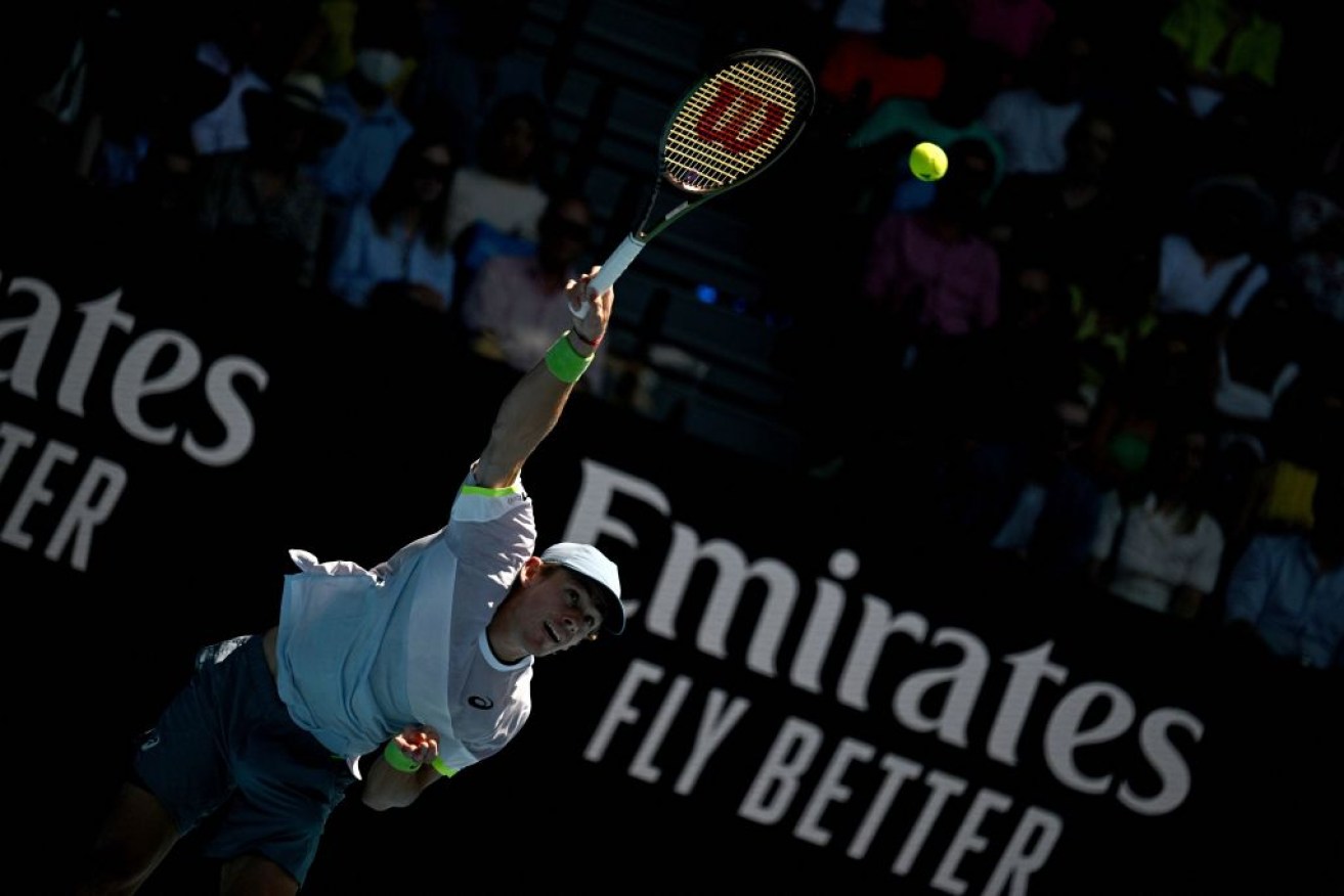 Alex De Minaur serves against France's Benjamin Bonzi on Saturday. 