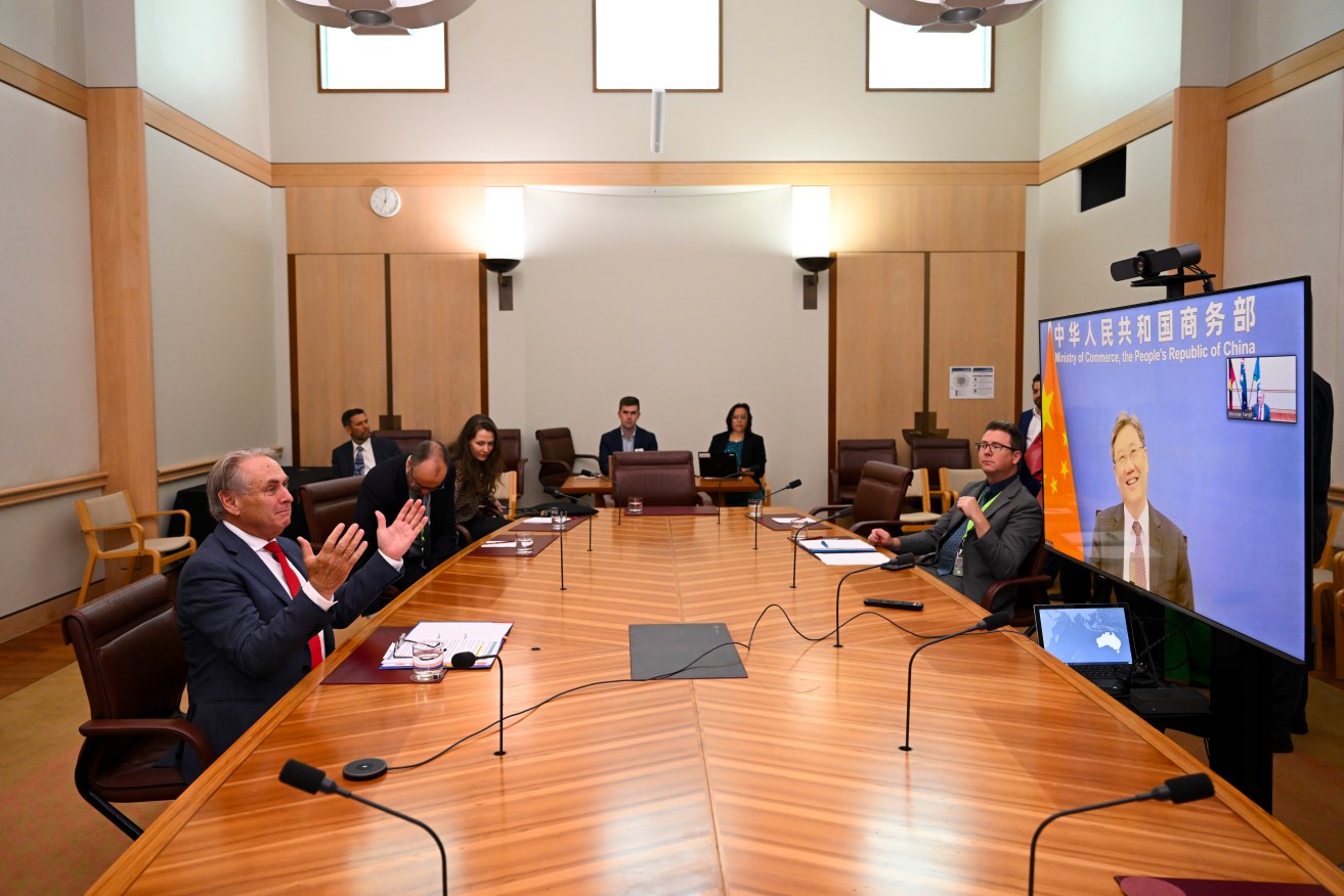 Australian Trade Minister Don Farrell met virtually with Chinese counterpart Wang Wentao.
