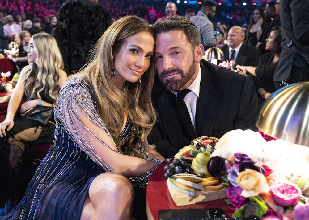 Jennifer Lopez and Ben Affleck seen during the 65th GRAMMY Award