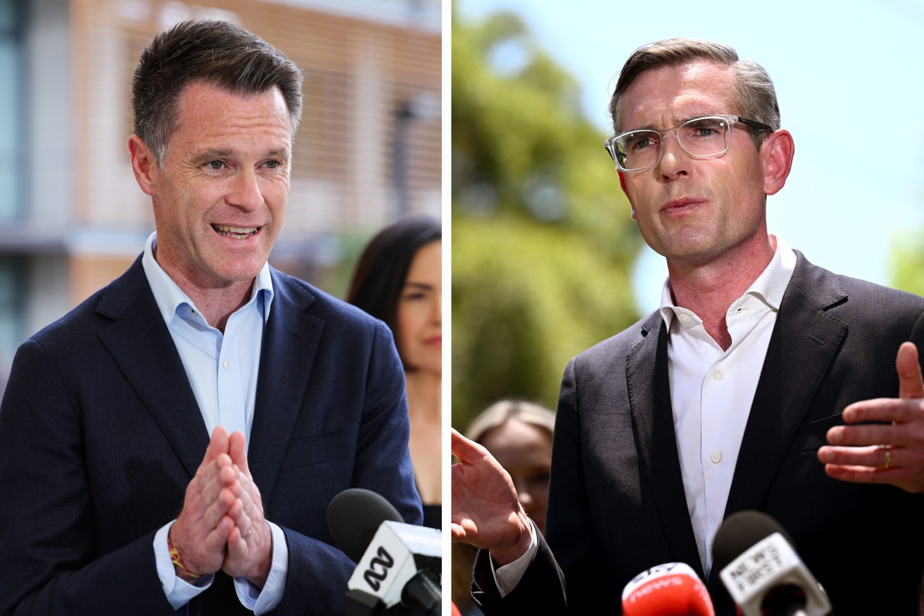 The polls say Labor's Chris Minns is leading Dominic Perrottet and widely tipped to lead a minority government. <i>Photo: AAP</i>