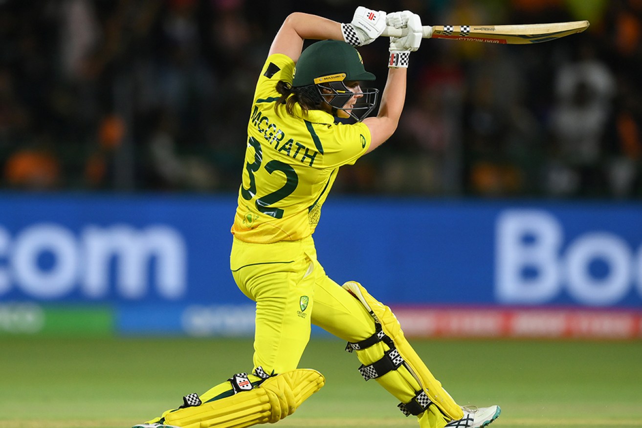 Tahlia McGrath has powered Australia into the T20 World Cup semi-finals with a blistering 57 runs.