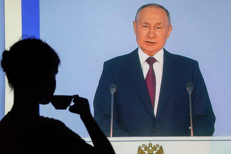 Vladimir Putin claims West threatens Russia’s very existence with war