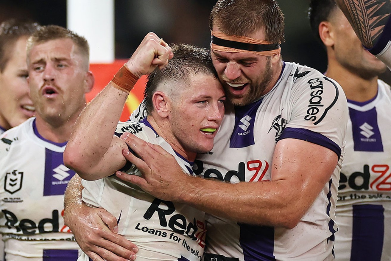 Storm hooker Harry Grant has scored the match-winning try against Parramatta on Thursday night.